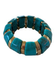 Turquoise Beaded Stretch Bracelet with Gold Accents