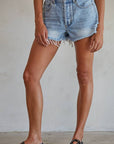 By Together - BD312 | Woven 100% Cotton Denim Distressed Detail Shorts