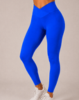 The Fit Collection womens compression leggings - Electric Blue, front view showing sculpted fit and seamless design
