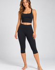 Women's High-Waisted Capri Leggings - Black