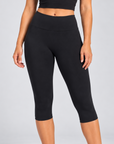 Women's High-Waisted Capri Leggings - Black