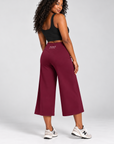 Capri Wide Leg Pants - Burgundy