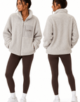 womens sherpa jacket - Cream by The Fit Collection, view 4