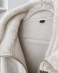 womens sherpa jacket - Oatmeal Brown by The Fit Collection, view 5