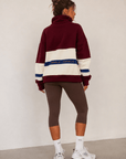 womens oversized quarter zip jumper - Burgundy by The Fit Collection, view 3