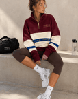 womens oversized quarter zip jumper - Burgundy by The Fit Collection, view 4