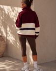 womens oversized quarter zip jumper - Burgundy by The Fit Collection, view 5