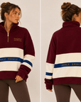 womens oversized quarter zip jumper - Burgundy by The Fit Collection, view 6