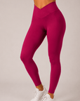 womens compression leggings - Berry Fuchsia by The Fit Collection, view 2