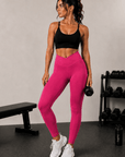 womens compression leggings - Pink by The Fit Collection, view 2