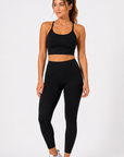 womens strappy cropped singlet - Jet Black by The Fit Collection, view 3