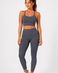 womens strappy cropped singlet - Charcoal Gray by The Fit Collection, view 4