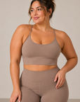 womens strappy cropped singlet - Taupe by The Fit Collection, view 5