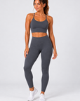 womens strappy cropped singlet - Charcoal Gray by The Fit Collection, view 6