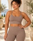 womens strappy cropped singlet - Taupe by The Fit Collection, view 1