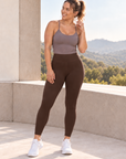 womens high waisted leggings - Chocolate Brown by The Fit Collection, view 5