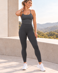 womens high waisted leggings - Charcoal Gray by The Fit Collection, view 4
