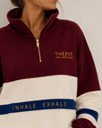 womens oversized quarter zip jumper - Burgundy by The Fit Collection, view 1