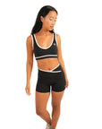The Fit Sculpt Sports Bra – Black with White Contrast Trim