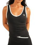 The Fit Sculpt Contrast-Trim Singlet – Black with White Detailing