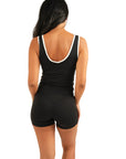 The Fit Sculpt Contrast-Trim Singlet – Black with White Detailing