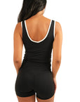 The Fit Sculpt V-Waist Training Shorts – Black with White Contrast Trim