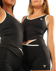 The Fit Sculpt Contrast-Trim Singlet – Black with White Detailing