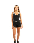 The Fit Sculpt V-Waist Training Shorts – Black with White Contrast Trim