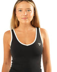 The Fit Sculpt Contrast-Trim Singlet – Black with White Detailing