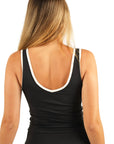 The Fit Sculpt Contrast-Trim Singlet – Black with White Detailing