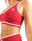 The Fit Sculpt Sports Bra – Red with White Contrast Trim