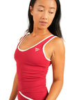 The Fit Sculpt Contrast-Trim Singlet – Red with White Detailing