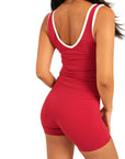 The Fit Sculpt V-Waist Training Shorts – Red with White Contrast Trim