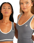 The Fit Sculpt Contrast-Trim Singlet – Slate Blue
