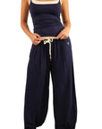 The Fit Sailor Blue & Cream Drawstring Lounge Pants