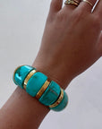 Turquoise Beaded Stretch Bracelet with Gold Accents