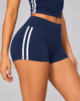 Contrast Stripe Sculpt Shorts – Navy Blue