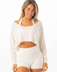 RYDERWEAR Slouchy Off Shoulder Top - Vanilla