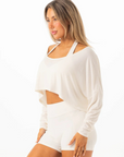RYDERWEAR Slouchy Off Shoulder Top - Vanilla