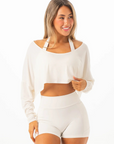 RYDERWEAR Slouchy Off Shoulder Top - Vanilla