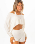 RYDERWEAR Slouchy Off Shoulder Top - Vanilla