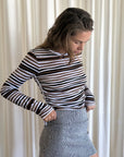 Zulu and Zephyr - Women's Textured Knit Mini Skirt - Black Pinstripe