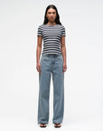 JACANDMOOKI - Women's ISABEL RIB TEE - NAVY STRIPE Navy stripe
