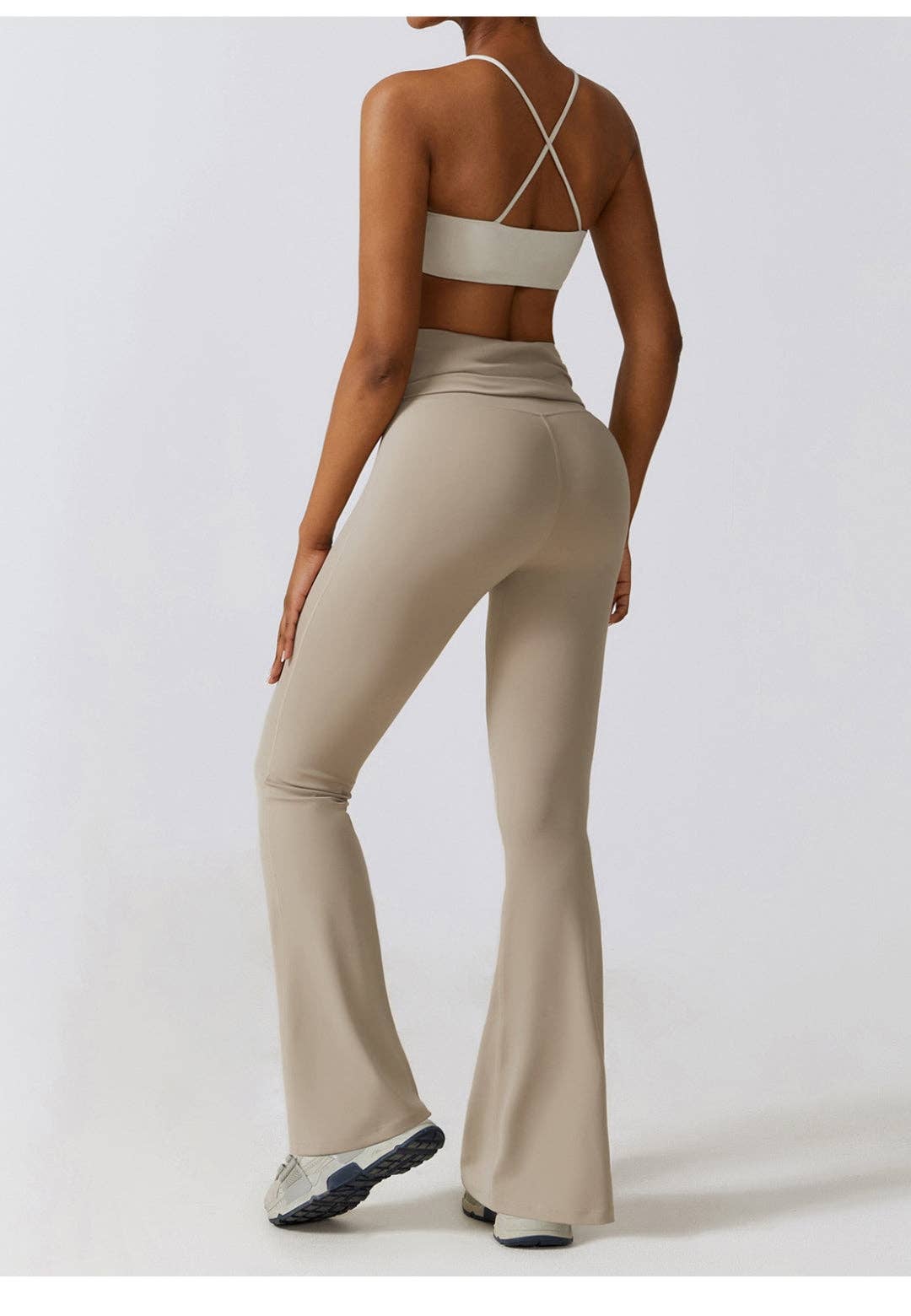 Active by Anna-Kaci - Shirred High Waist Flared Leggings