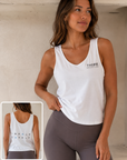 "Inhale Exhale" Relaxed Fit, White Singlet Top