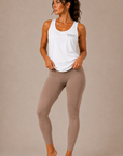 "Inhale Exhale" Relaxed Fit, White Singlet Top