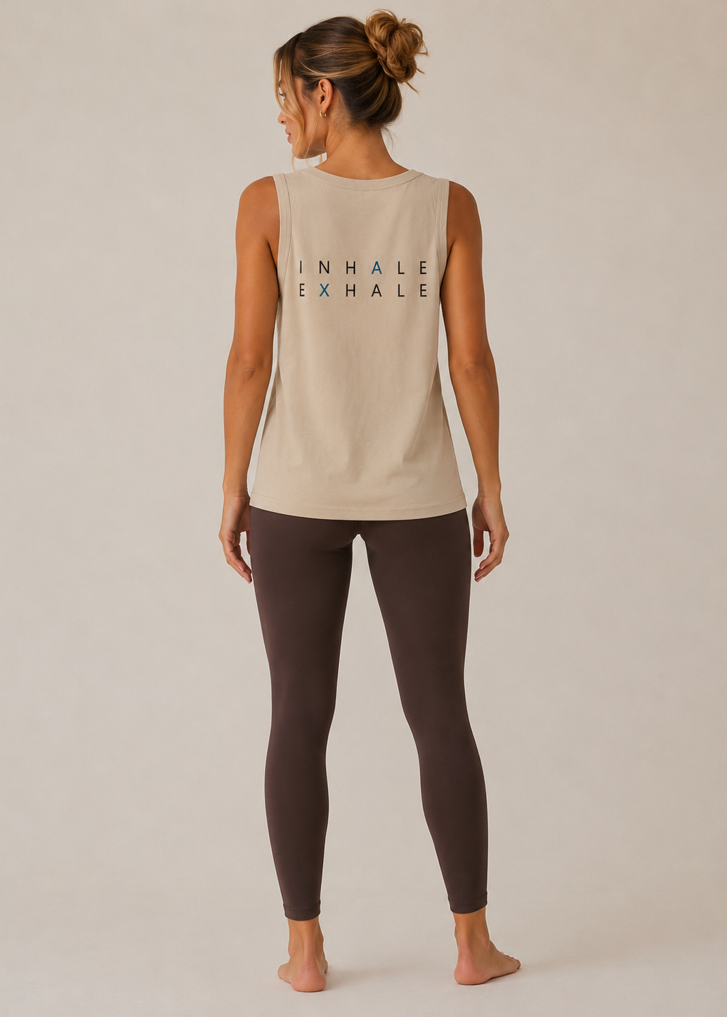 Inhale Exhale 100% Cotton Singlet – Stone