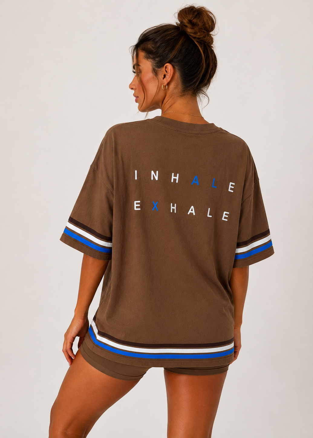 Inhale Exhale Oversized Tshirt – 100% cotton - Mocha