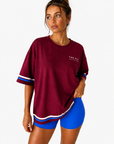 Inhale Exhale Oversized Tee – 100% Cotton - Deep Burgundy