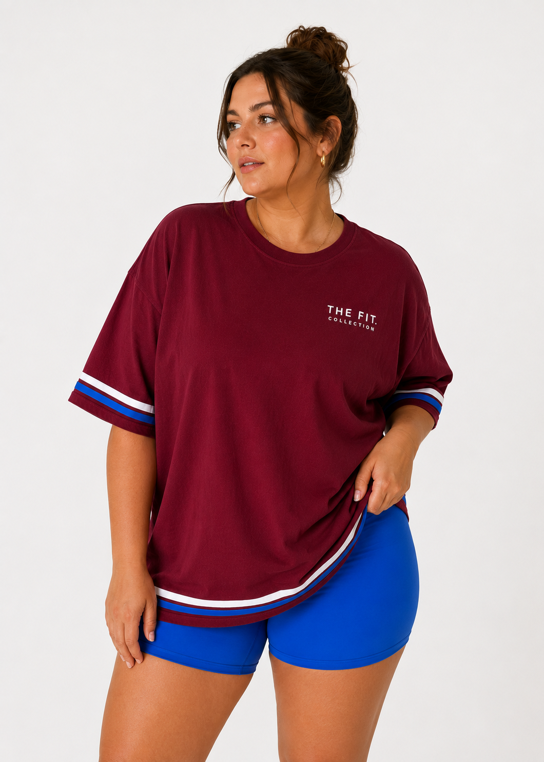 Inhale Exhale Oversized Tee – 100% Cotton - Deep Burgundy